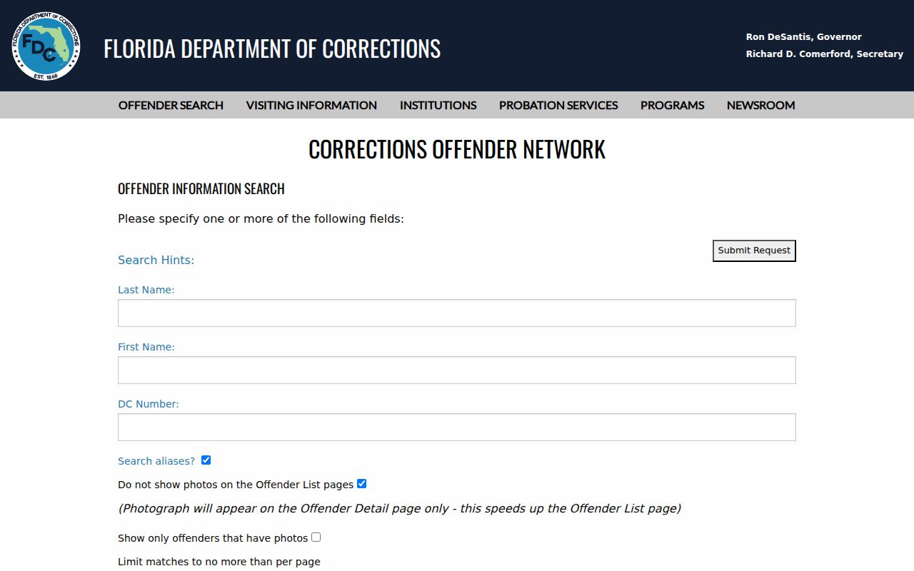 Florida Department of Corrections offender search