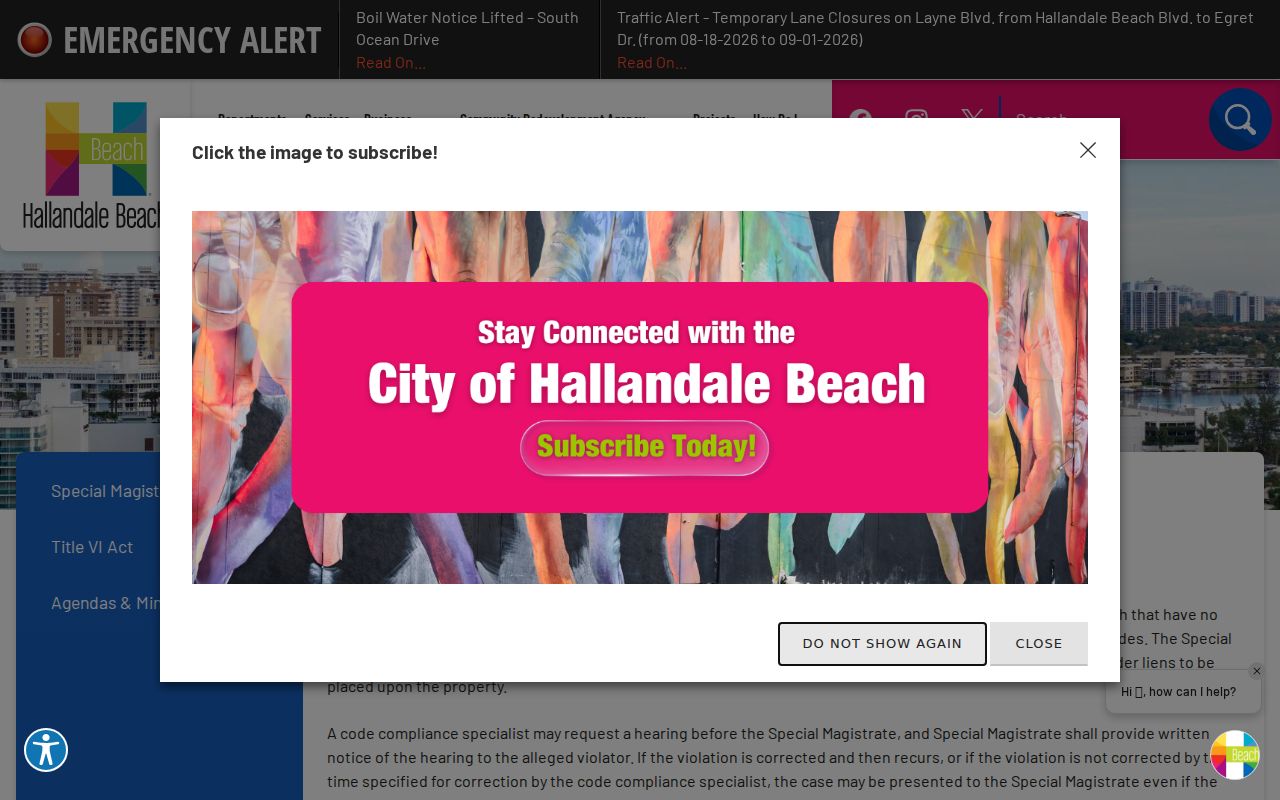 Hallandale Beach neighbors code and Special Magistrate records